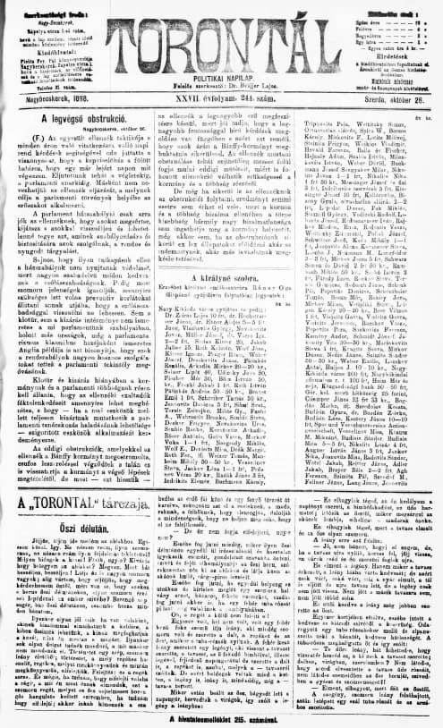 Torontál, 27. évf. 1898. október 26. 244. sz.
