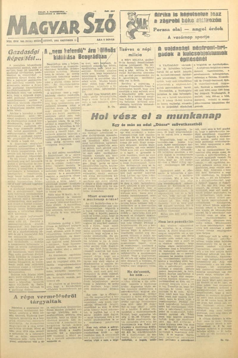 Magyar Szó, 8. évf. 1951. október 15. 245. sz. 1–4. oldal