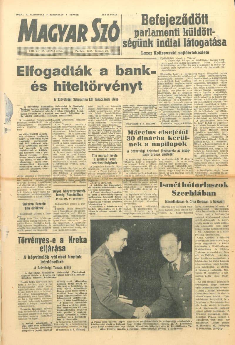 Magyar Szó, 22. évf. 1965. február 26. 55. sz. 1–16. oldal