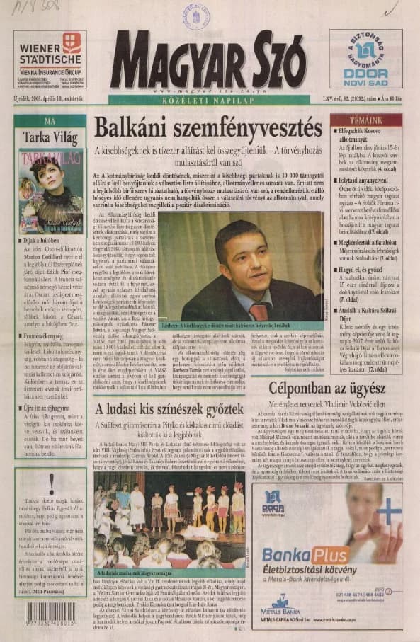 Magyar Szó, 65. évf. 2008. április 10. 82. sz. 1–20. oldal
