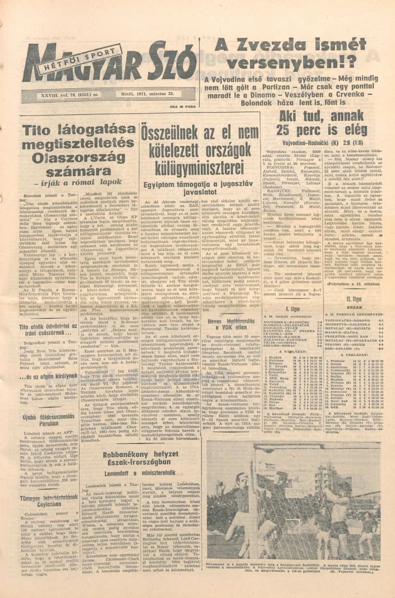 Magyar Szó, 28. évf. 1971. március 22. 79. sz. 1–16. oldal
