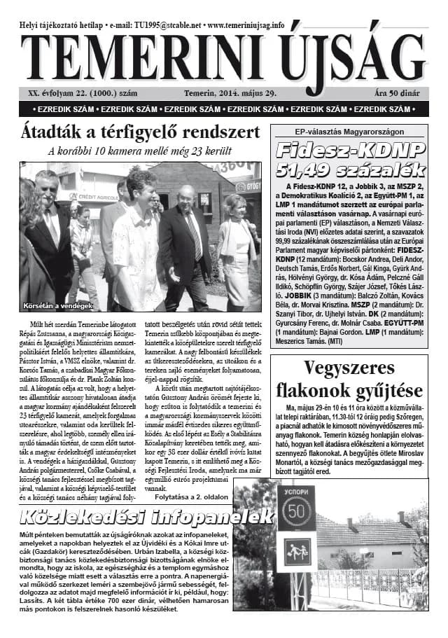 Temerini Újság, 20. évf. 2014. május 29. 22. sz.