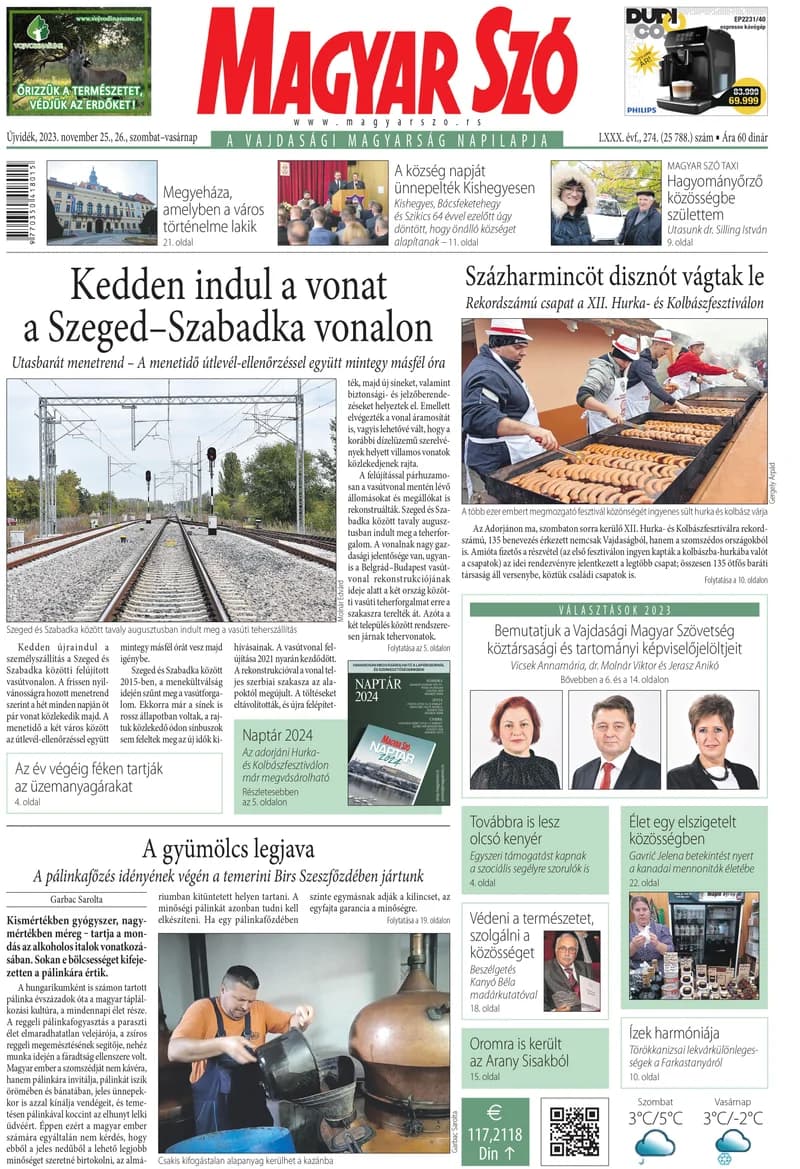 Magyar Szó, 80. évf. 2023. november 25. – 26. 274. sz. 1–32. oldal