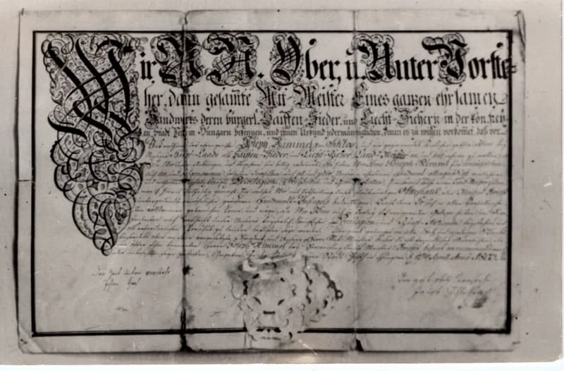 Német mesterlevél a 19. századból