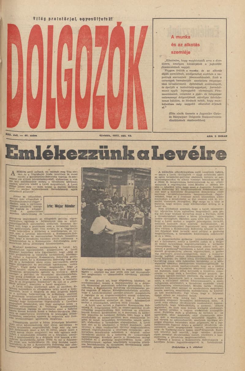 Dolgozók, 31. évf. 1977. október 13. 41. sz.