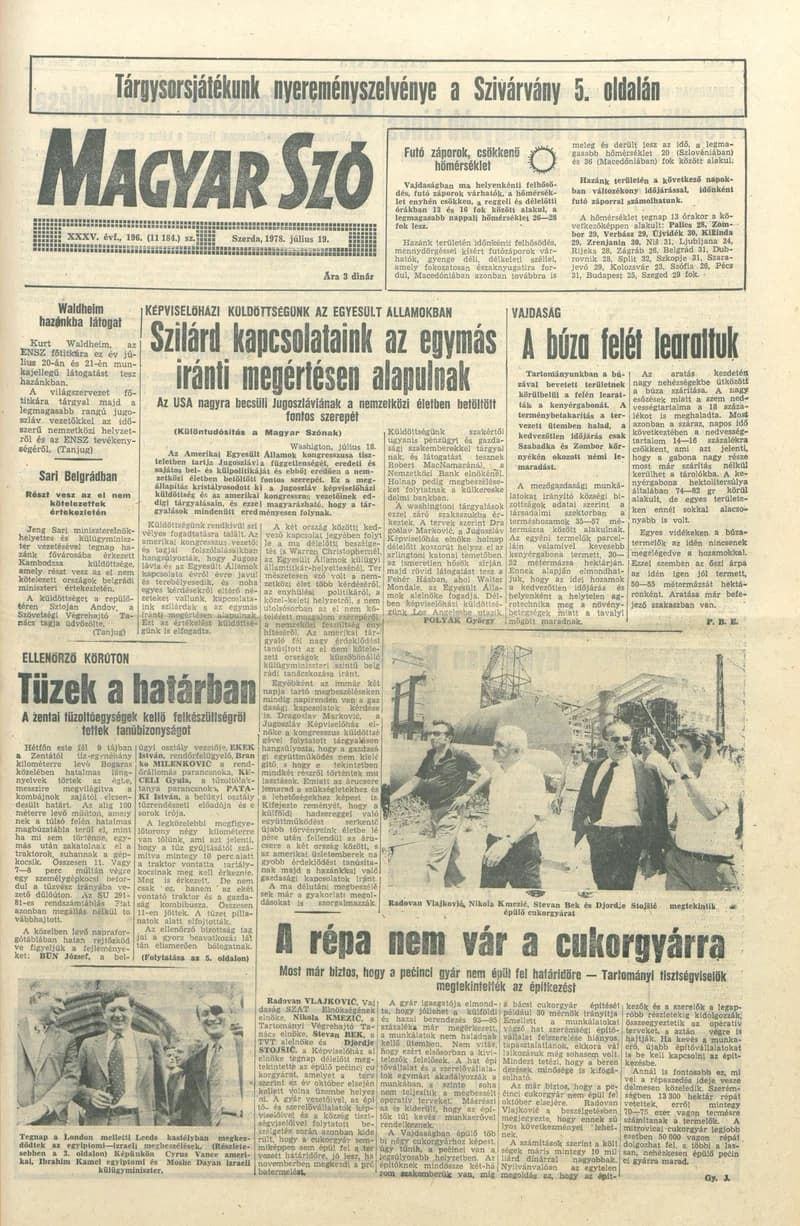Magyar Szó, 35. évf. 1978. július 19. 196. sz. 1–16. oldal
