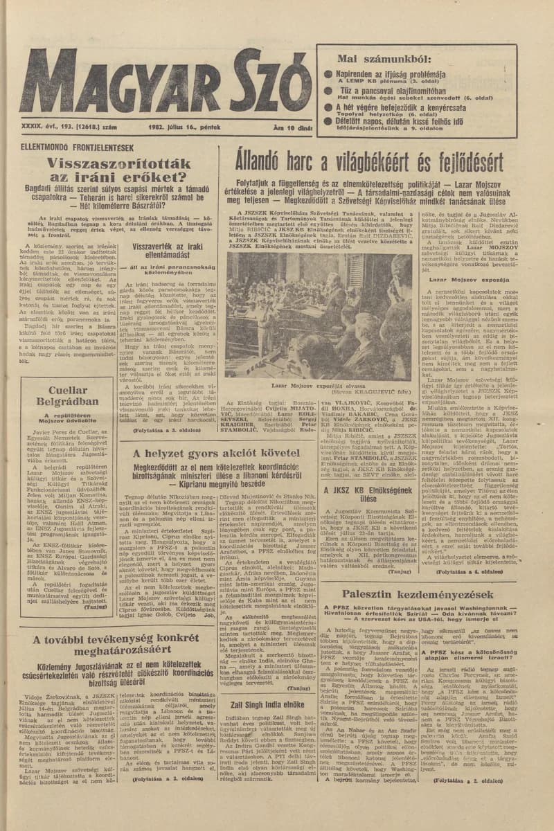 Magyar Szó, 39. évf. 1982. július 16. 193. sz. 1–20. oldal