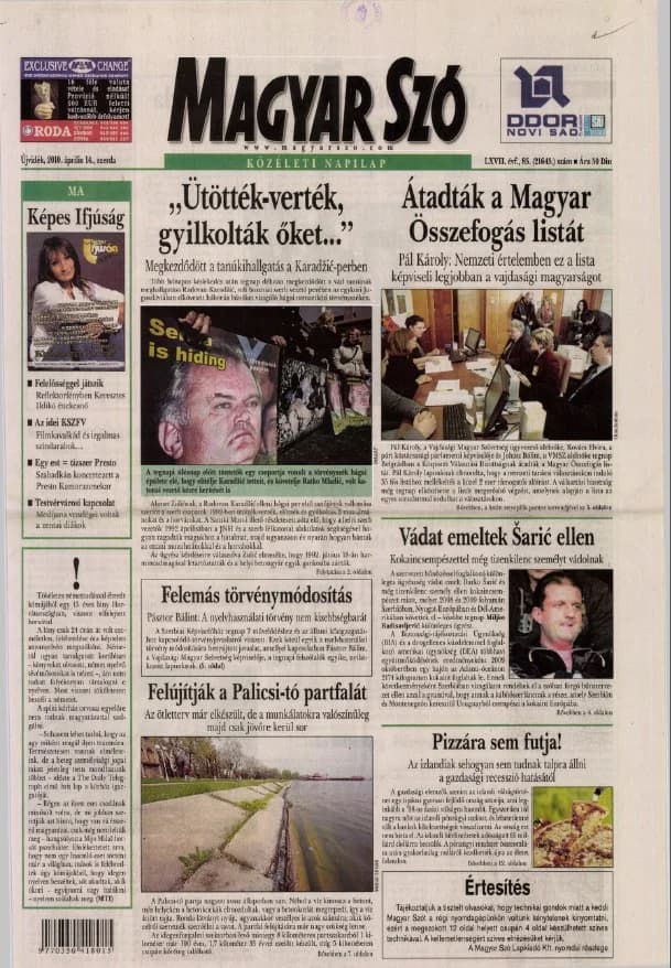Magyar Szó, 67. évf. 2010. április 14. 85. sz. 1–20. oldal