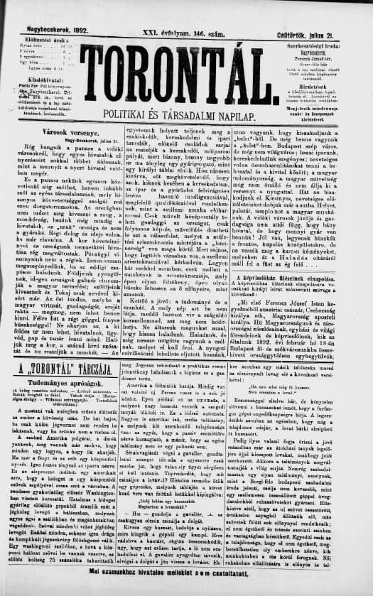 Torontál, 21. évf. 1892. július 21. 146. sz.