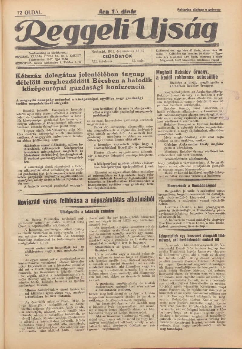 Reggeli Újság, 12. évf. 1931. március 19. 65. sz.