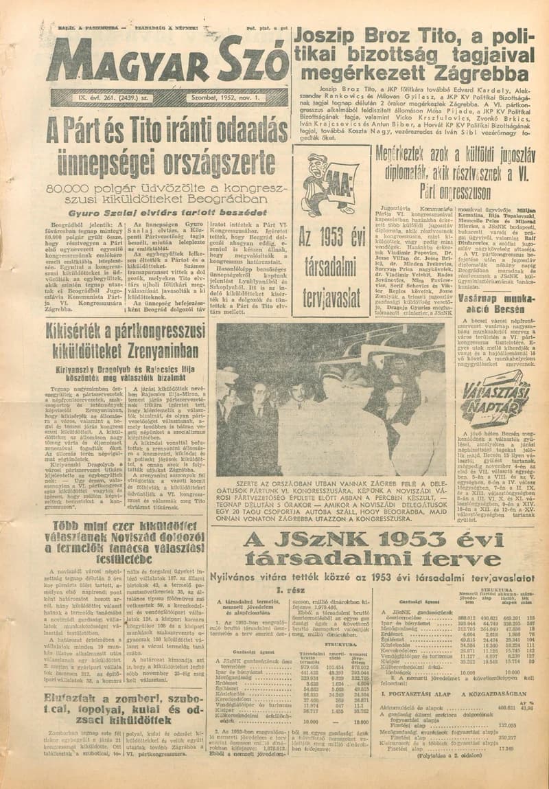 Magyar Szó, 9. évf. 1952. november 1. 261. sz. 1–10. oldal