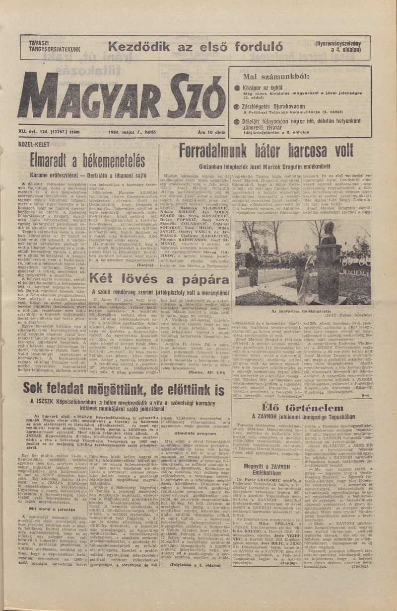 Magyar Szó, 41. évf. 1984. május 7. 124. sz. 1–8. oldal