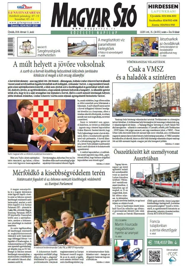 Magyar Szó, 75. évf. 2018. február 13. 35. sz. 1–20. oldal