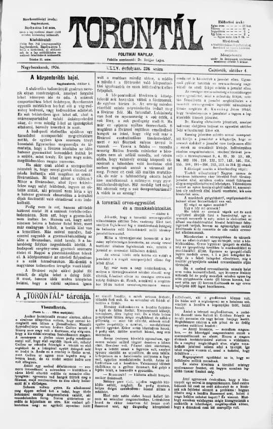 Torontál, 35. évf. 1906. október 4. 226. sz.
