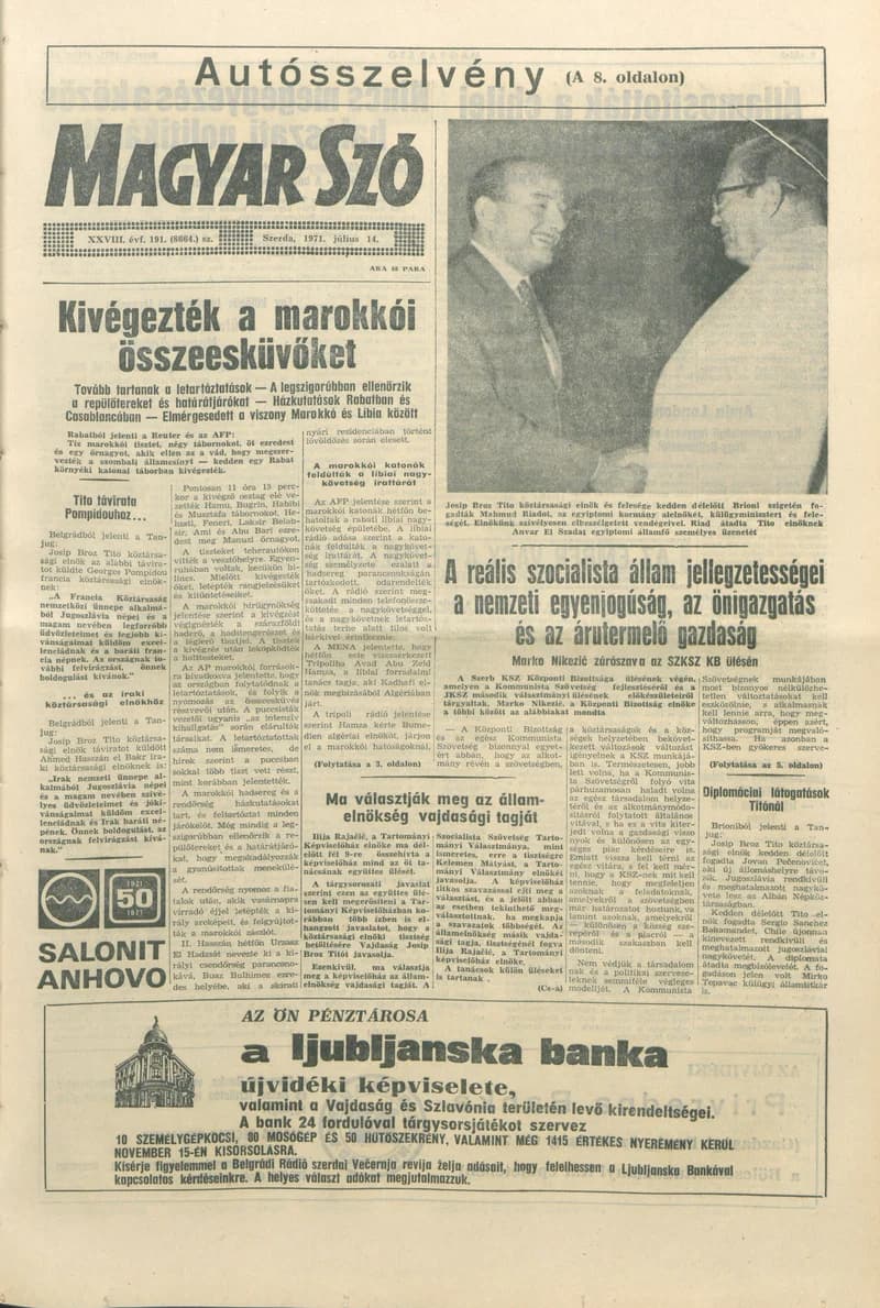 Magyar Szó, 28. évf. 1971. július 14. 191. sz. 1–14. oldal