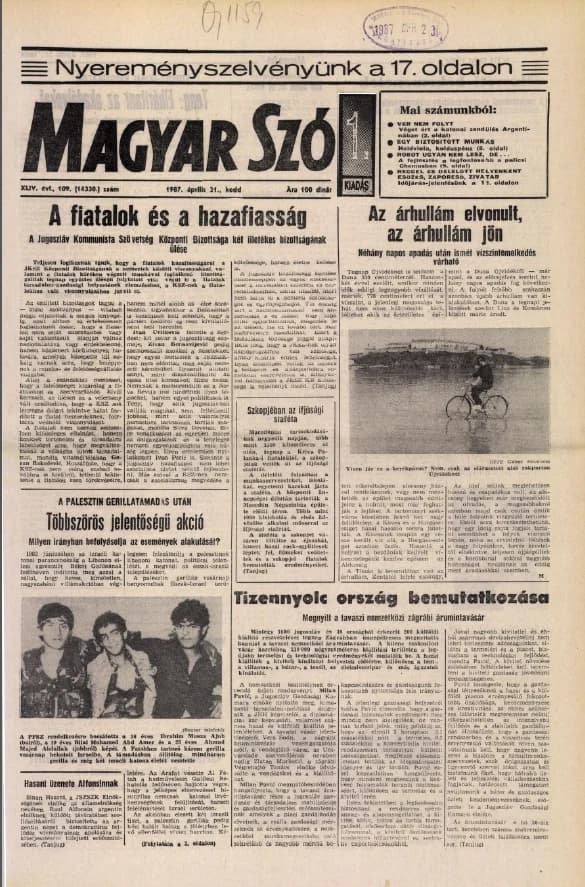 Magyar Szó, 44. évf. 1987. április 21. 109. sz. 1–20. oldal