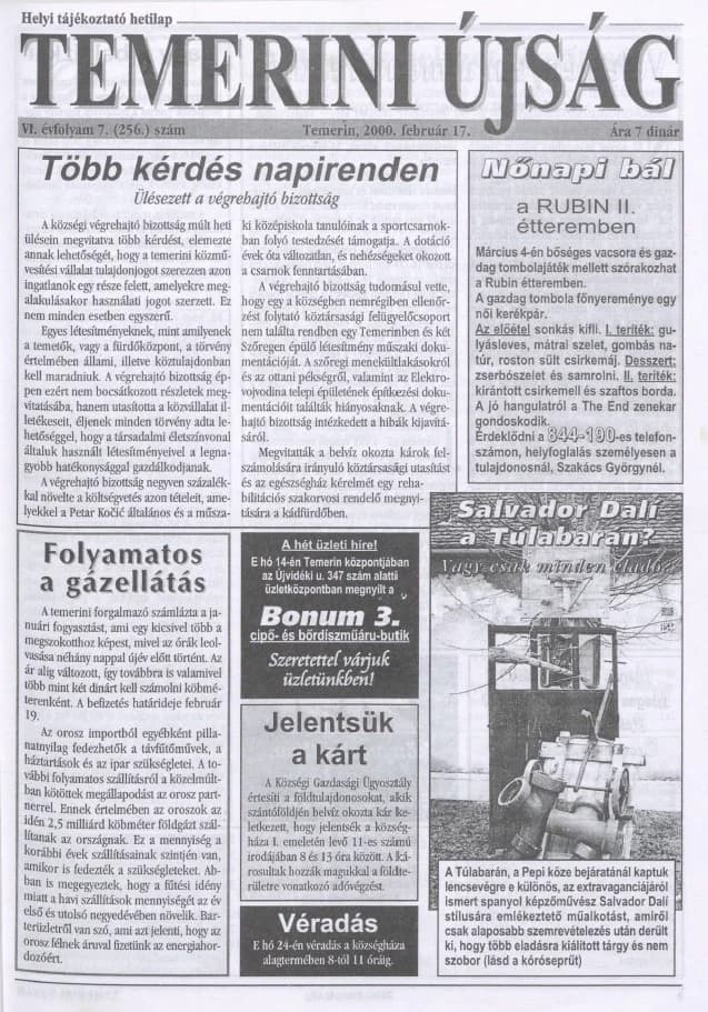 Temerini Újság, 6. évf. 2000. február 17. 7. sz.