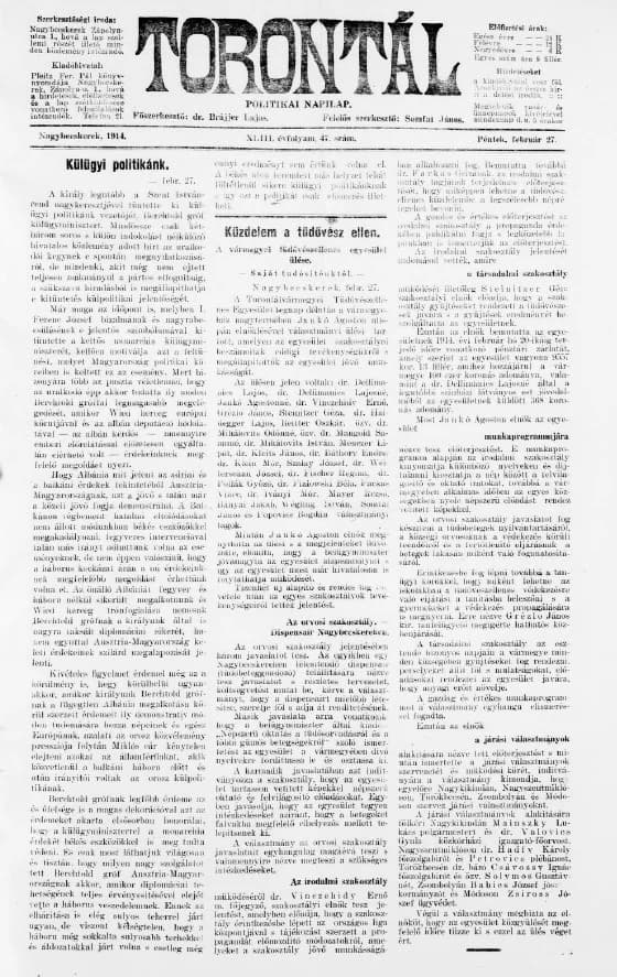 Torontál, 43. évf. 1914. február 27. 47. sz.