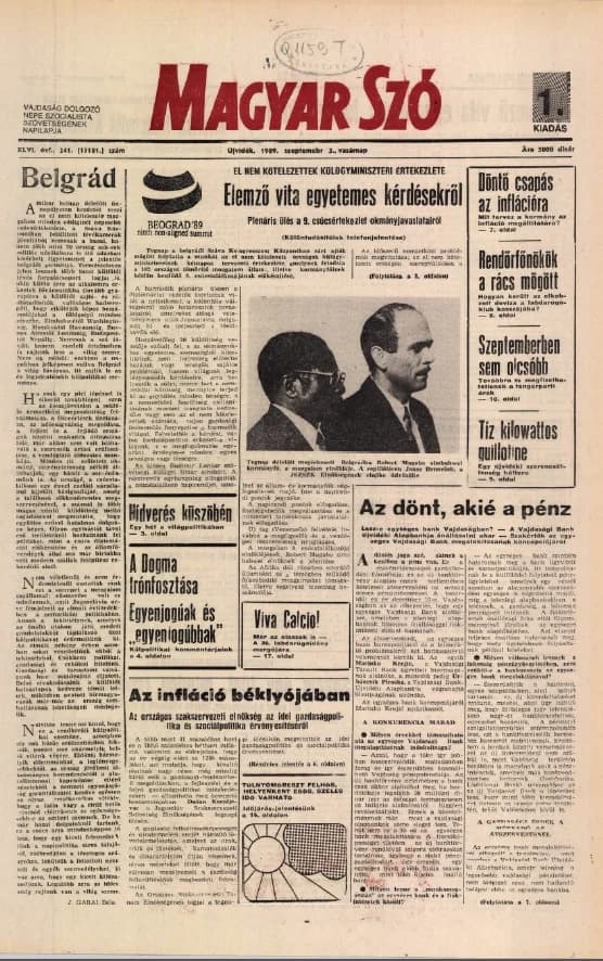 Magyar Szó, 46. évf. 1989. szeptember 3. 241. sz. 1–28. oldal