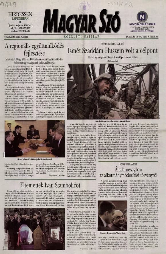 Magyar Szó, 60. évf. 2003. április 9. 84. sz. 1–16. oldal