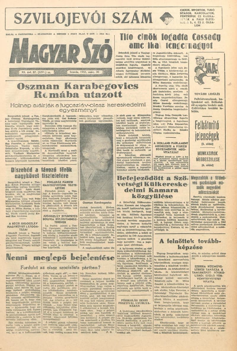 Magyar Szó, 12. évf. 1955. március 30. 87. sz. 1–8. oldal