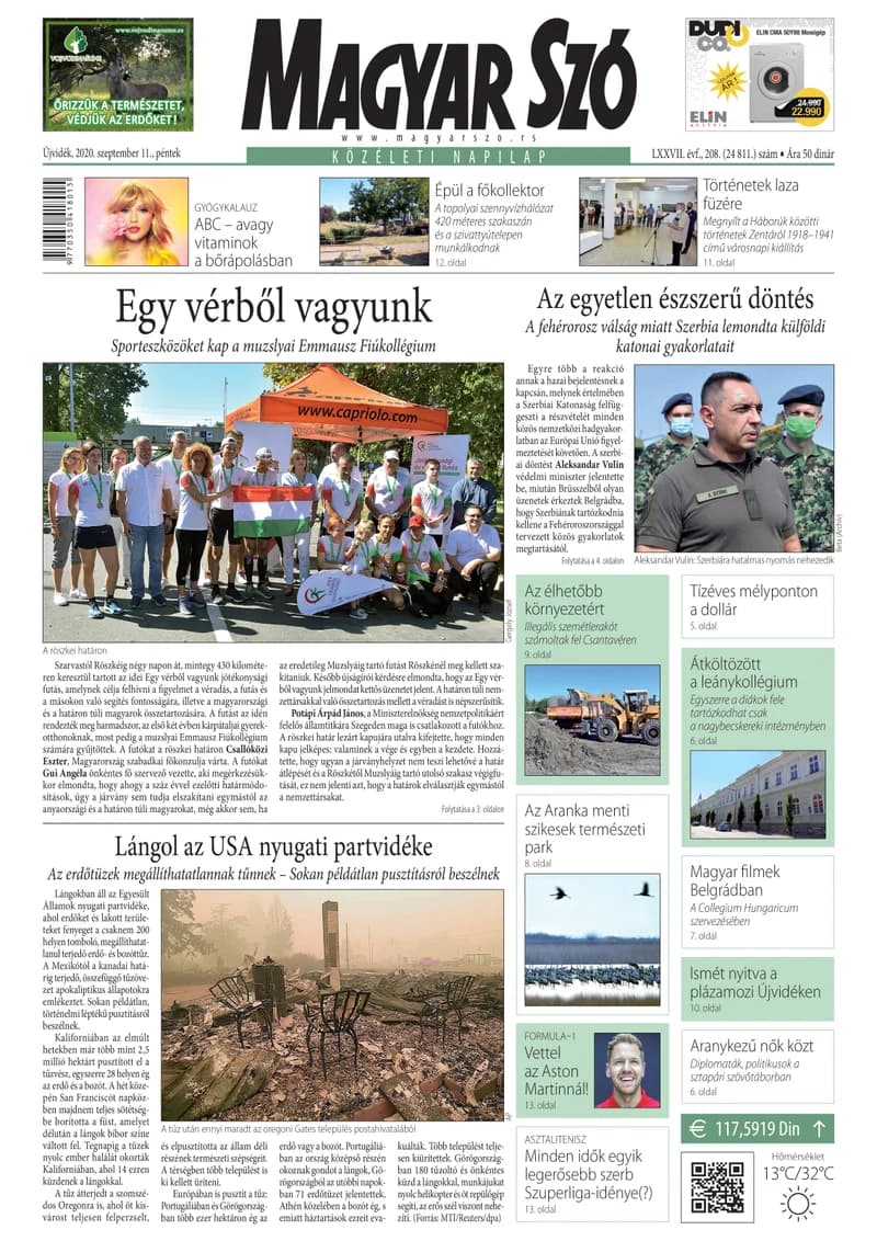 Magyar Szó, 77. évf. 2020. szeptember 11. 208. sz. 1–16. oldal
