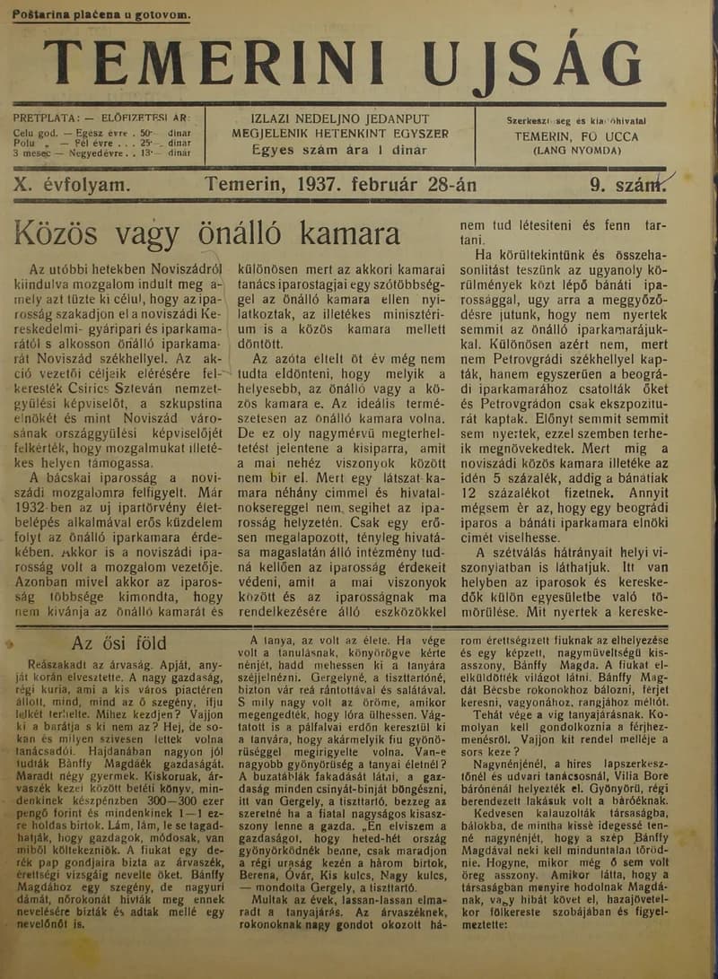 Temerini Újság 1928-1944, 10. évf. 1937. február 28. 9. sz.