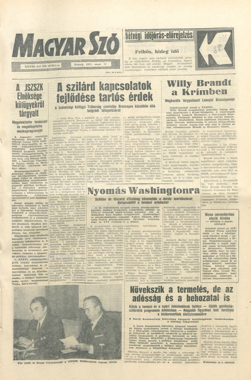 Magyar Szó, 28. évf. 1971. augusztus 17. 256. sz. 1–12. oldal
