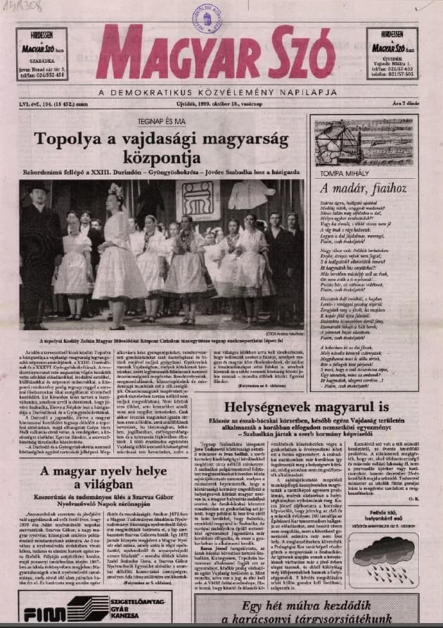 Magyar Szó, 56. évf. 1999. október 10. 194. sz. 1–24. oldal