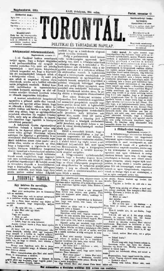 Torontál, 22. évf. 1893. november 17. 264. sz.