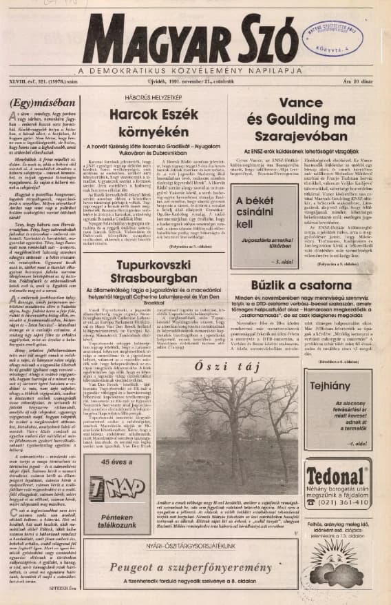 Magyar Szó, 48. évf. 1991. november 21. 321. sz. 1–16. oldal