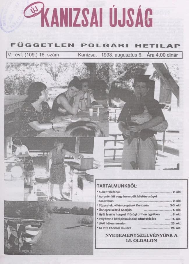 Új Kanizsai Újság, 5. évf. 1998. augusztus 6. 16. sz.