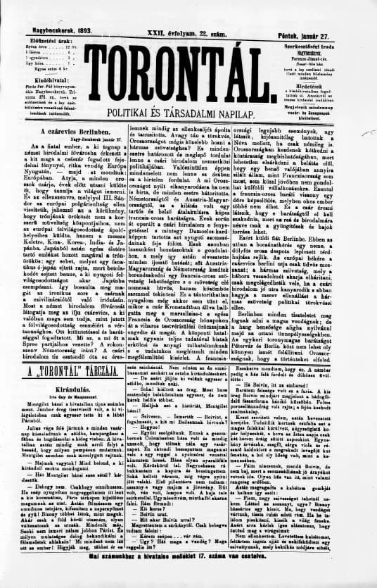 Torontál, 22. évf. 1893. január 27. 22. sz.