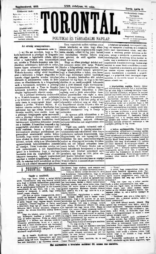 Torontál, 22. évf. 1893. április 19. 89. sz.