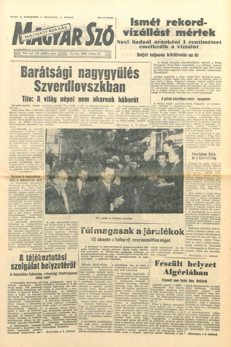 Magyar Szó, 22. évf. 1965. június 23. 170. sz. 1–16. oldal