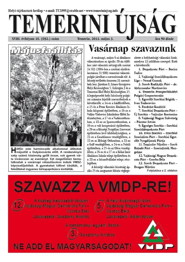 Temerini Újság, 18. évf. 2012. május 3. 18. sz.