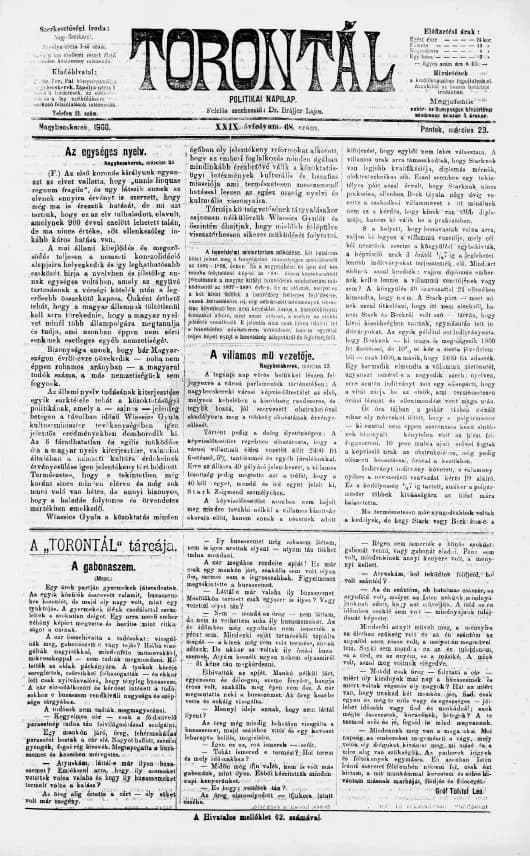 Torontál, 29. évf. 1900. március 23. 68. sz.