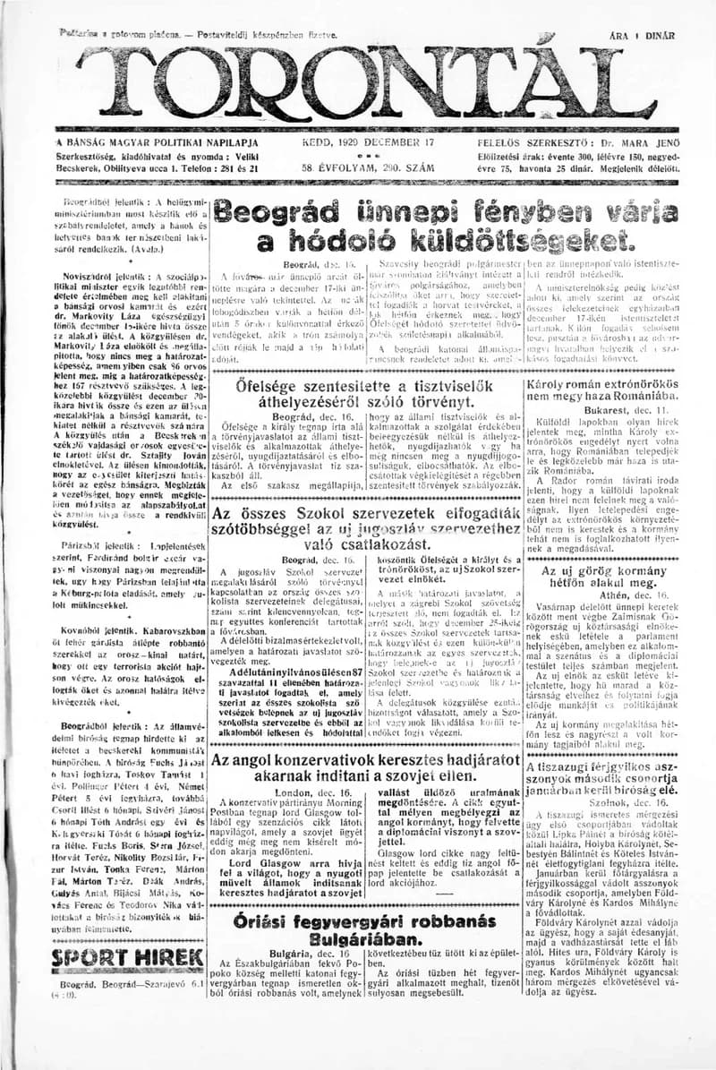 Torontál, 58. évf. 1929. december 17. 290. sz.
