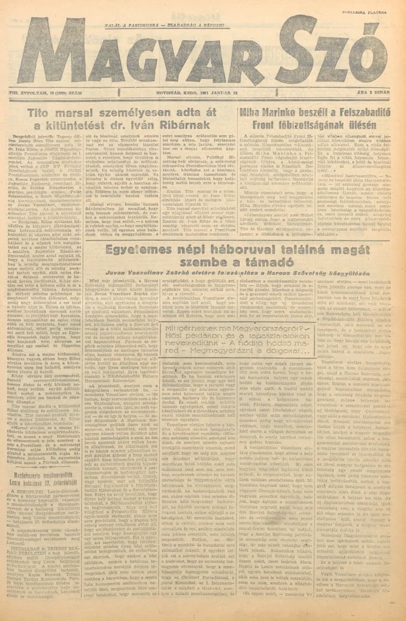 Magyar Szó, 8. évf. 1951. január 23. 19. sz. 1–4. oldal