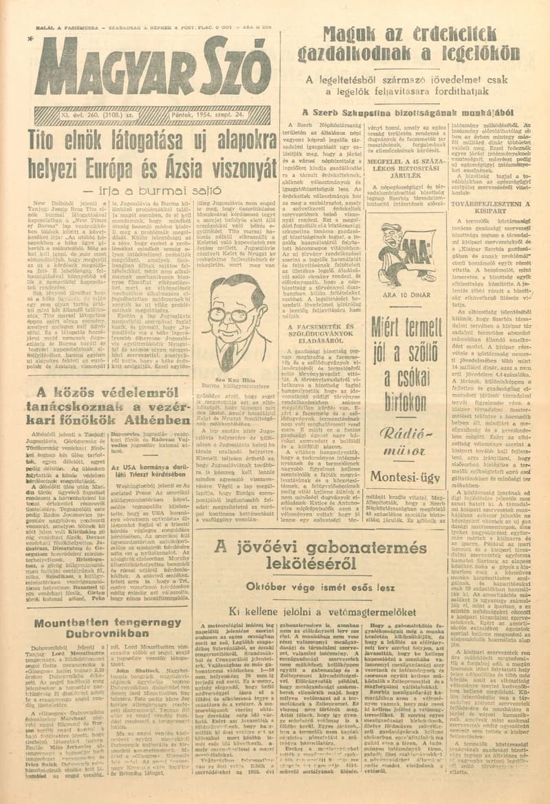 Magyar Szó, 11. évf. 1954. szeptember 24. 260. sz. 1–8. oldal
