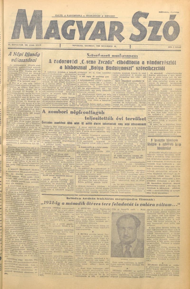 Magyar Szó, 6. évf. 1949. december 10. 292. sz. 1–4. oldal