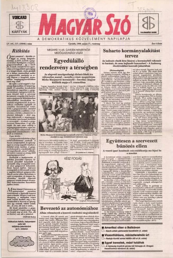 Magyar Szó, 55. évf. 1998. május 17. 117. sz. 1–24. oldal
