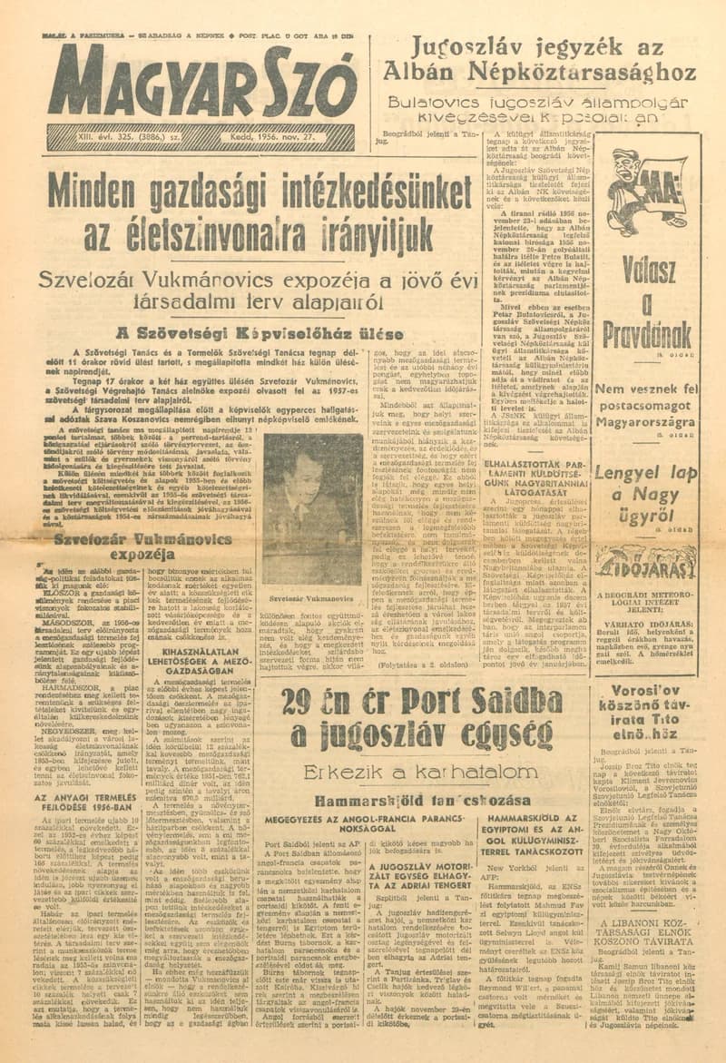 Magyar Szó, 13. évf. 1956. november 28. 326. sz. 1–8. oldal