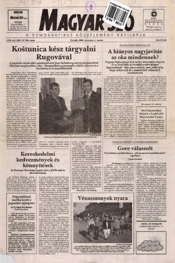 Magyar Szó, 57. évf. 2000. november 1. 259. sz. 1–16. oldal