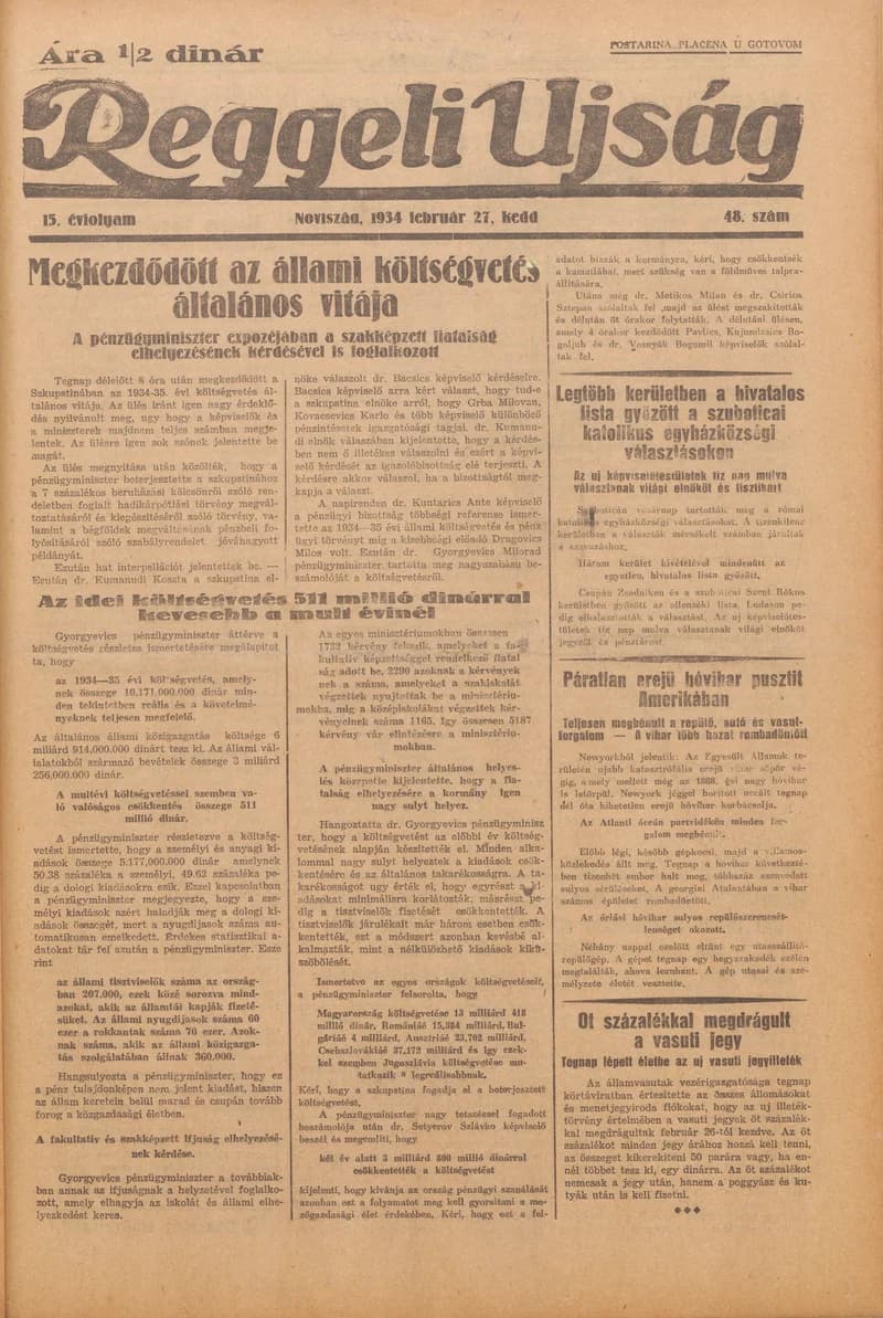 Reggeli Újság, 15. évf. 1934. február 27. 48. sz.