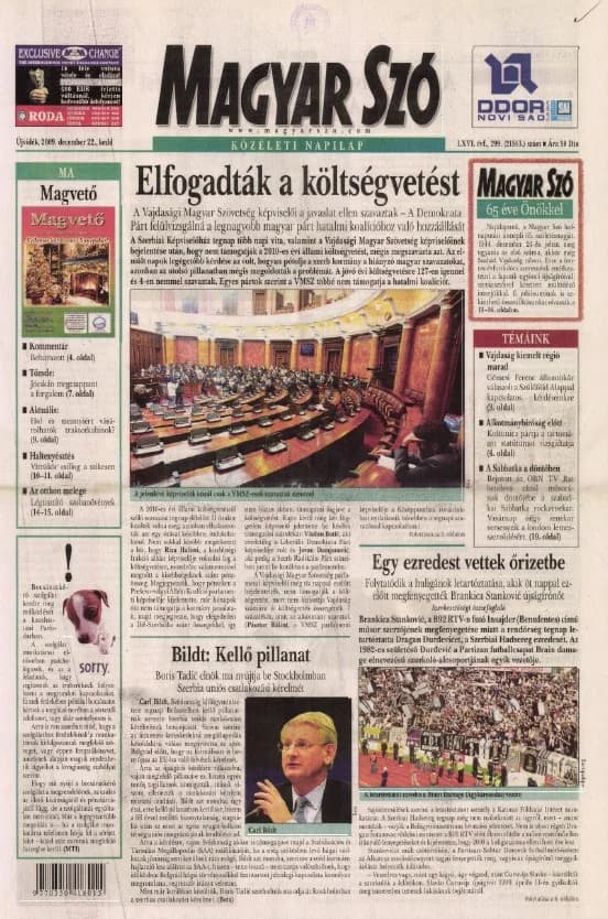 Magyar Szó, 66. évf. 2009. december 22. 24. sz. 1–24. oldal