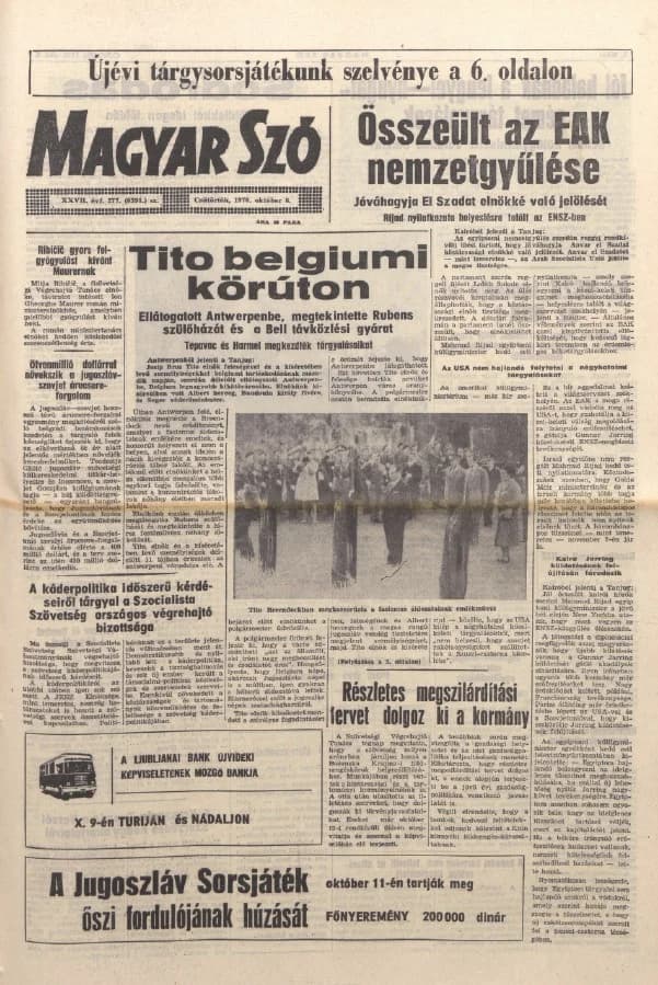 Magyar Szó, 27. évf. 1970. október 8. 277. sz. 1–16. oldal