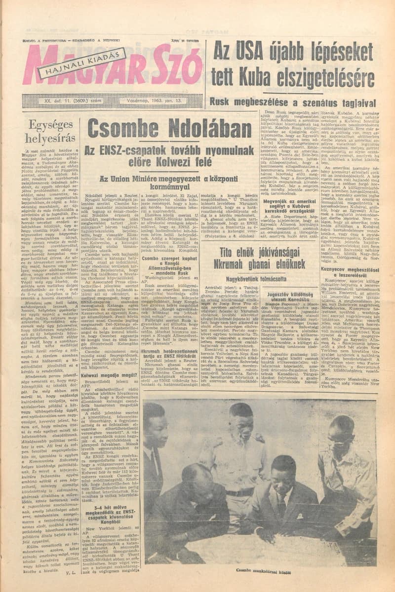Magyar Szó, 20. évf. 1963. január 13. 11. sz. 1–24. oldal
