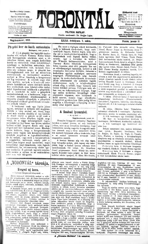Torontál, 31. évf. 1902. január 10. 7. sz.