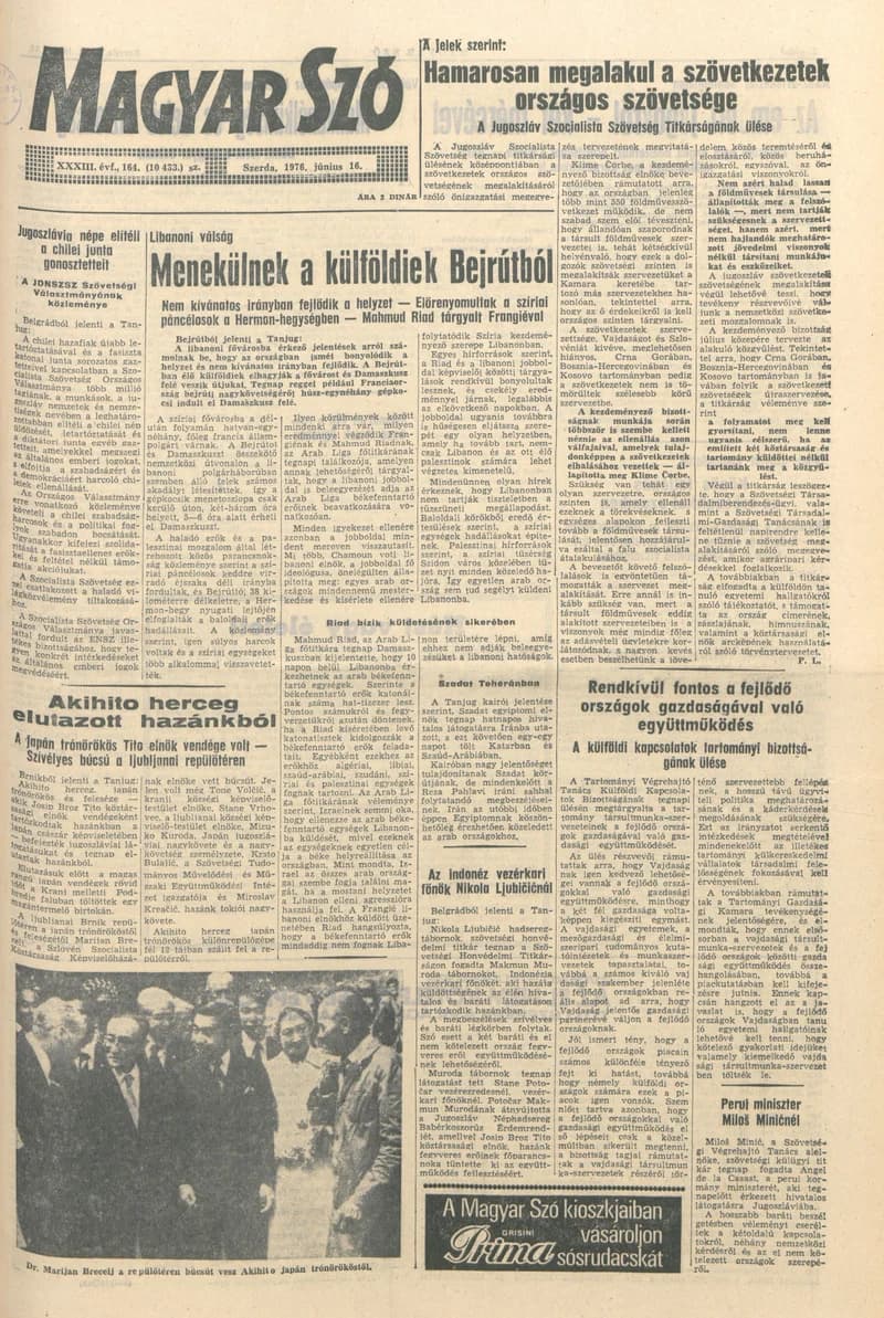 Magyar Szó, 33. évf. 1976. június 16. 164. sz. 1–20. oldal